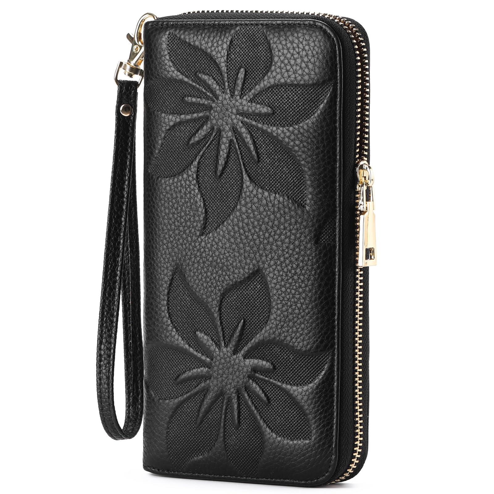 GOIACII Women's Wallet Ladies Large Capacity Wristlet Long Phone Clutch Purse Bifold Credit Card RFID Blocking Leather