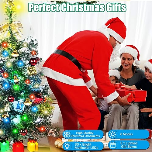 Miniatura 7 de Aukora Luces solares para árbol de Navidad para decoración exterior de 31 pulgadas, 8 modos de luz de Navidad al aire libre, impermeable, con 23