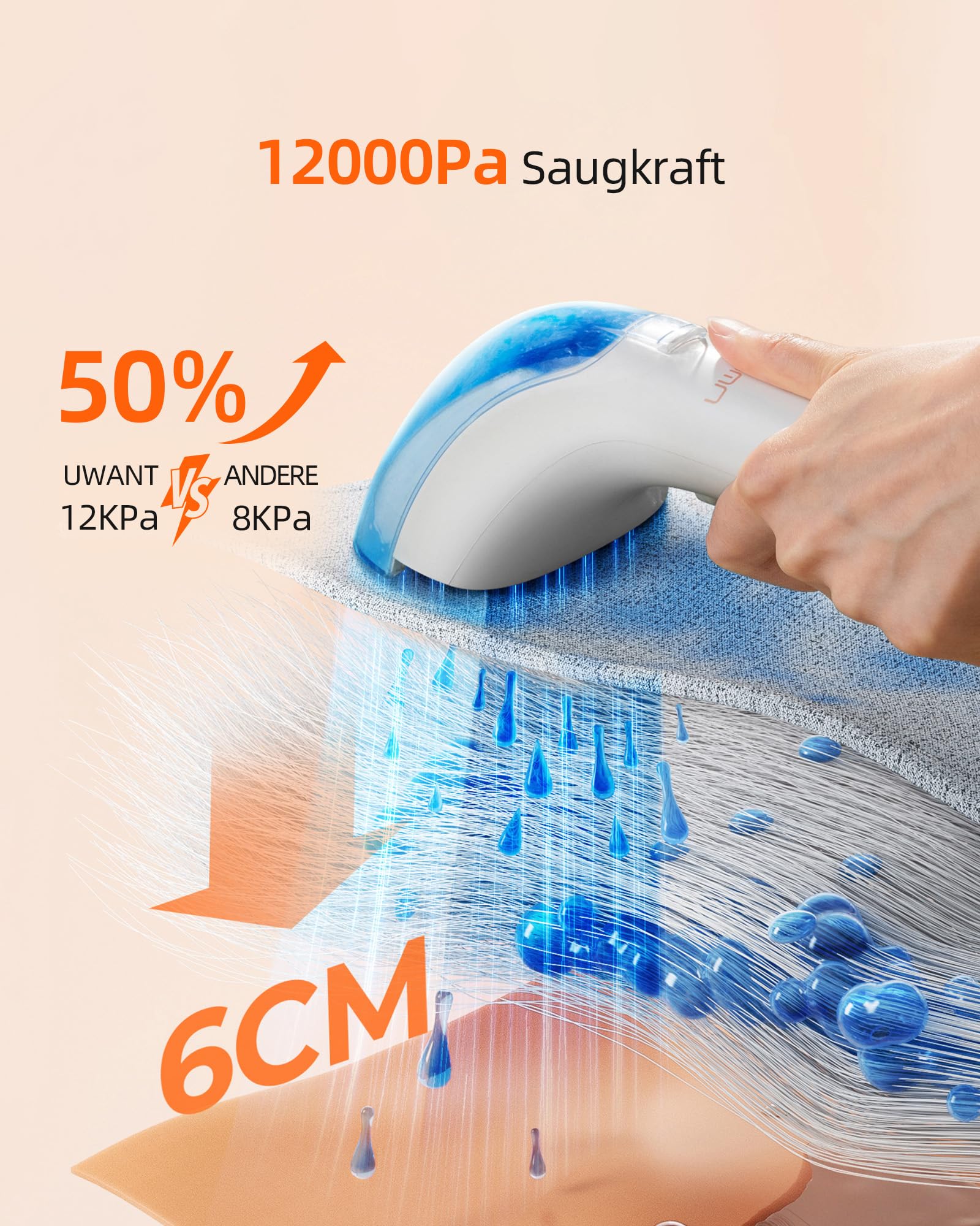 UWANT Waschsauger Teppichreiniger, für Sofa, Teppich, Polster, Nass-Trocken-Sauger mit starker Saugkraft 12000Pa, 70dB