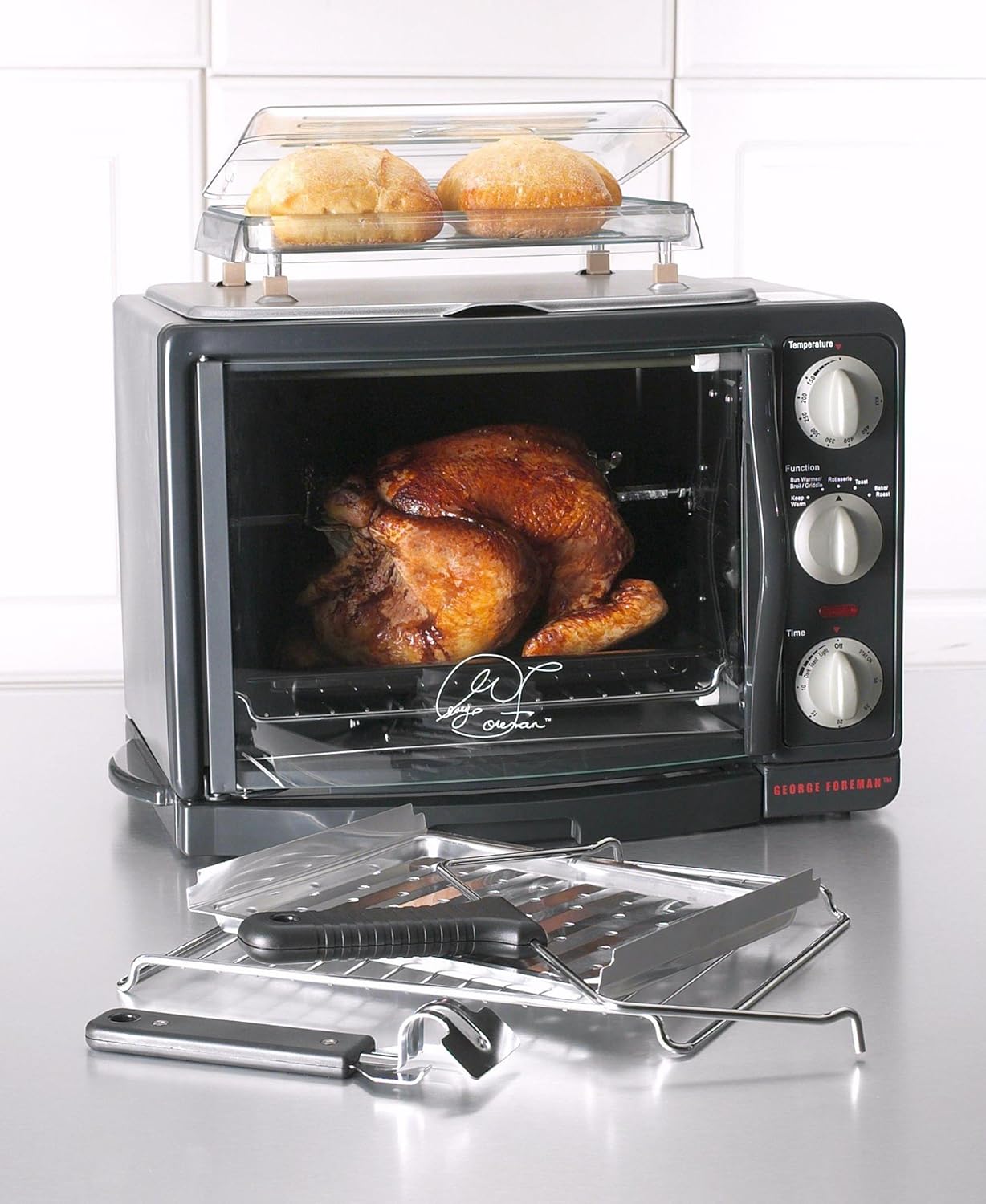 Foreman GRV660 8in1 Toaster Oven/Broiler/Rotisserie, Black