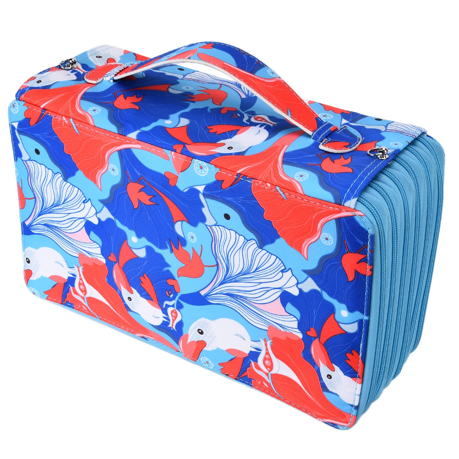 Pilipane Astuccio per matite di grande capacità 120 slot Squisita fattura Astuccio rosa portatile leggero e resistente all'usura per studenti Artisti Ufficio scolastico Tessuto Oxford 34 cm (Blu)
