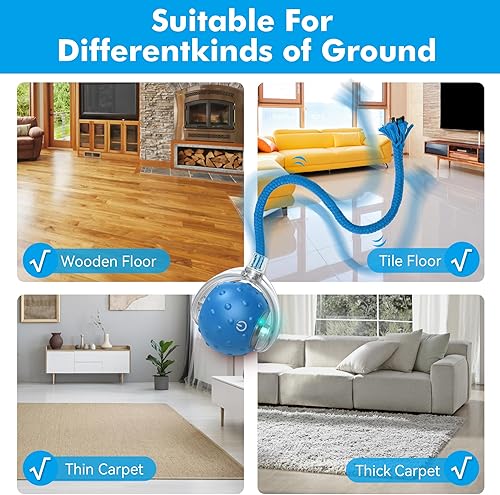 Miniatura 5 de Juguete interactivo de pelota para gatos de interior  Rápido rodamiento en alfombras, activado por movimiento con sonidos de chirrido, juego de