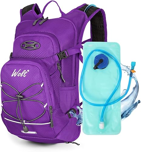 Wolt Mochila de hidratación de 18 L para senderismo, mochila de agua con bolsa de agua de 2 L para hombres y mujeres, paquete de hidratación para