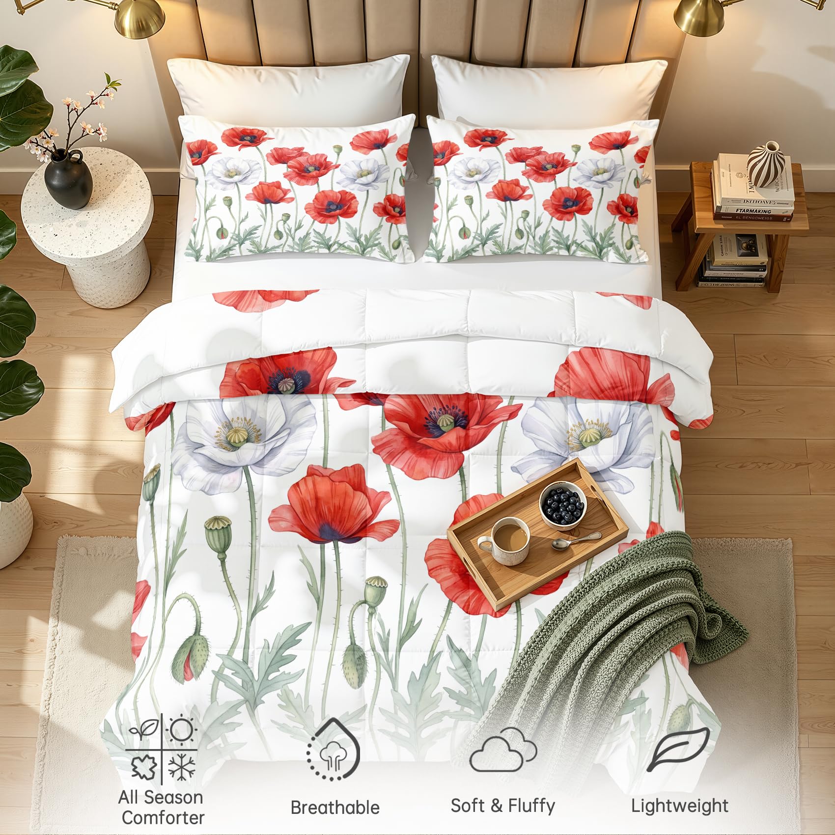 Mohnblumen Bettdecke 135x200