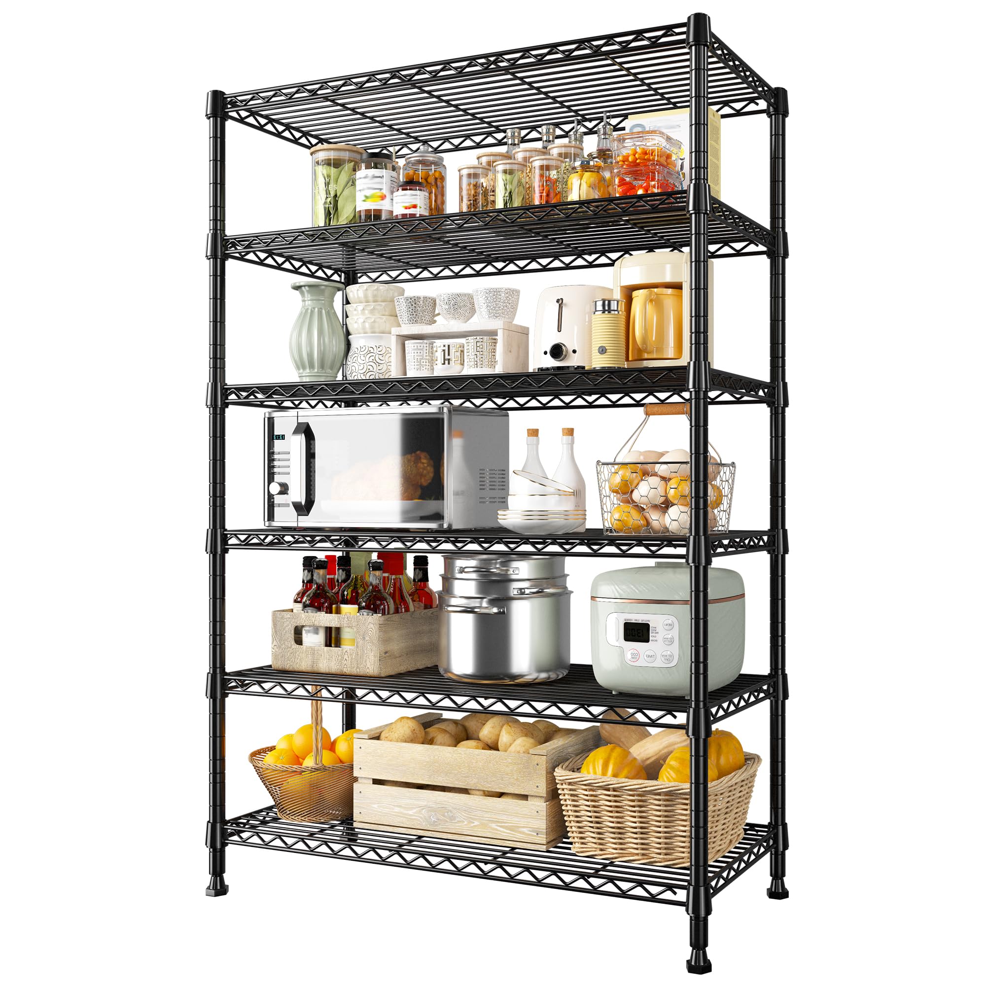 - REIBII 71" H Metal Shelves 6 Tier Storage Shelves 1200LBS Adjustable Shelving Units and Wire Shelving Unit Storage Rack Shelf Metal Shelving, 71" H x 29" W x 14" D