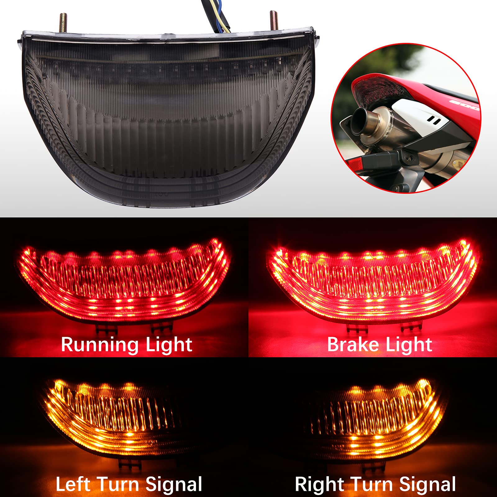 JMTBNO Motorrad LED Rücklicht Led Bremslicht Blinker Lauflicht Schwarz Geräuchert Rücklichter Wasserdicht 12V Kompatibel mit Hon-da CBR600RR CBR 600 RR 2003-2006 CBR1000RR CBR 1000 RR 2004-2007