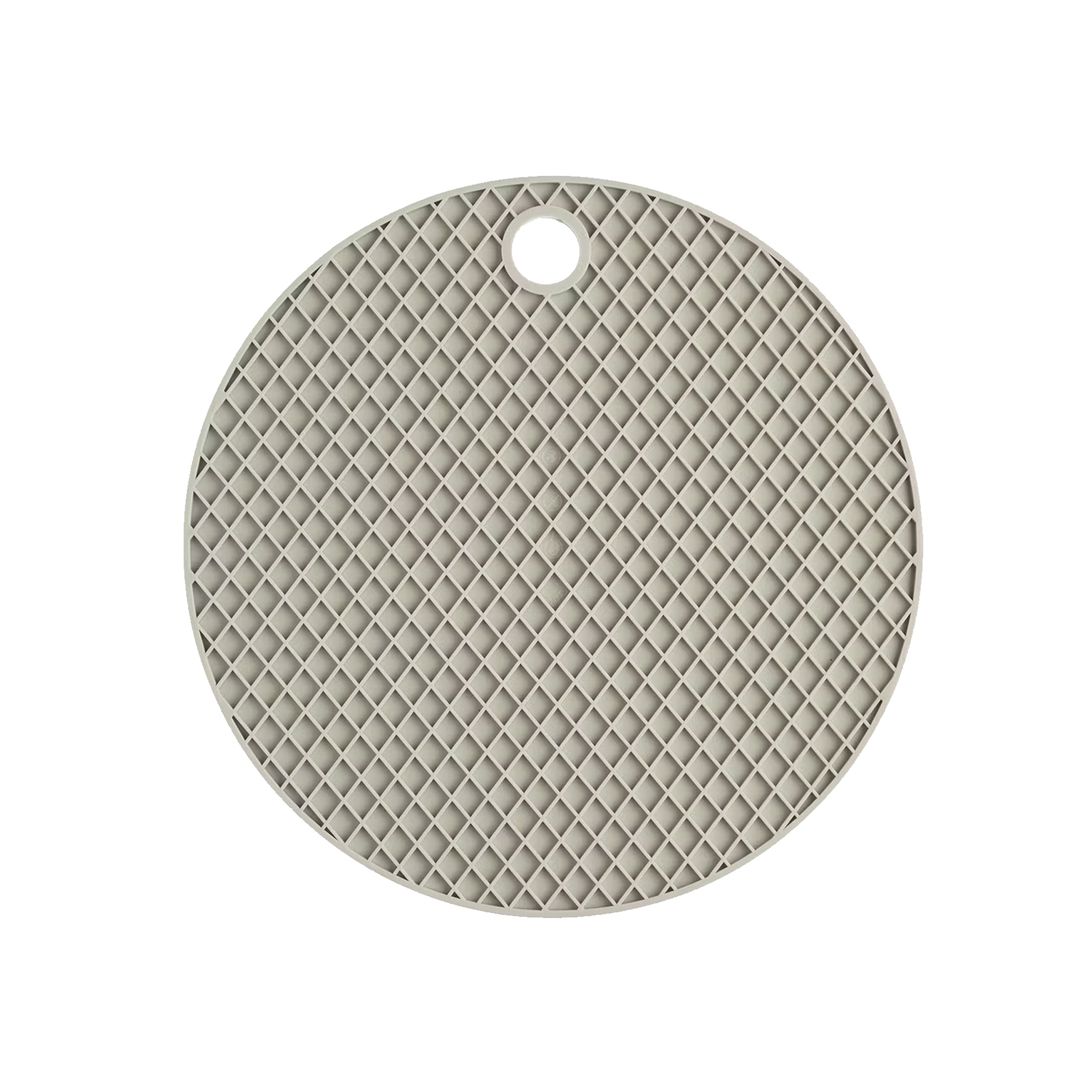 Auntie Morags White Kitchen Silicone Round Trivet - Grey