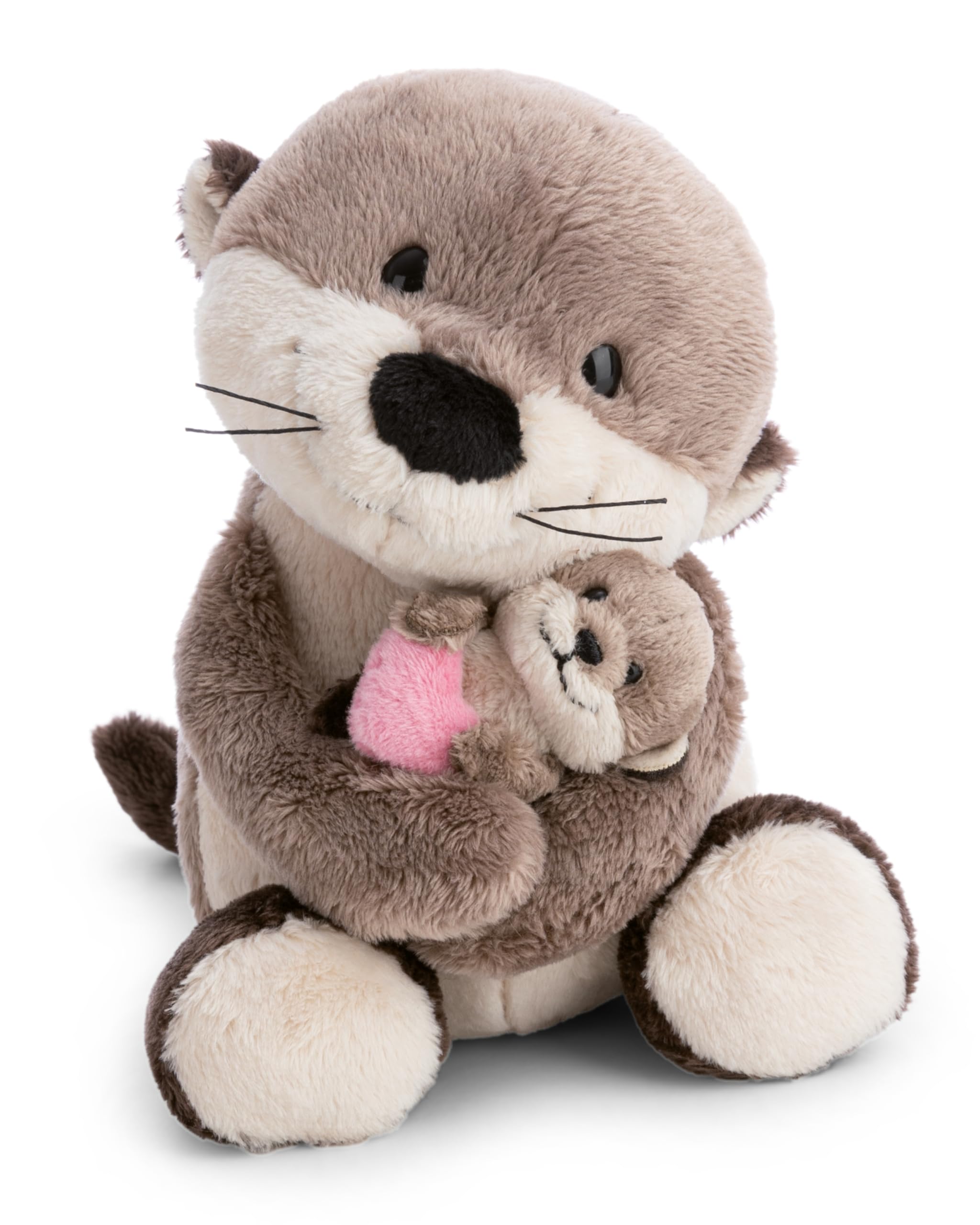 NICI Otter Soft Toy with Young Otter, Stuffed Toy Made of Soft Plush, Cute Plush Toy for Cuddling and Playing, for Children and Adults, Great Gift Idea, 20 cm, 6 cm, Brown โ 62844