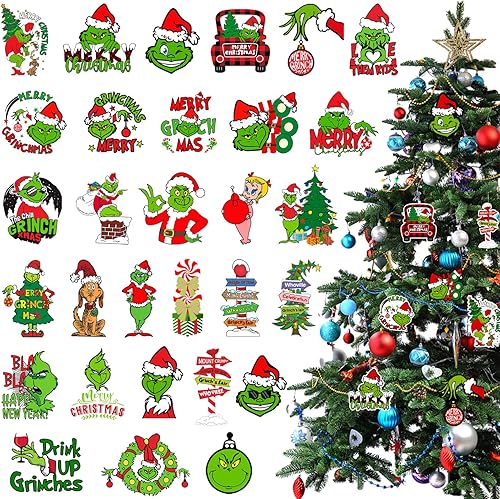 Miniatura 1 de Decoraciones para árbol de Navidad 30 adornos colgantes para árbol de Navidad fiesta de árbol de Navidad en interiores decoración del hogar