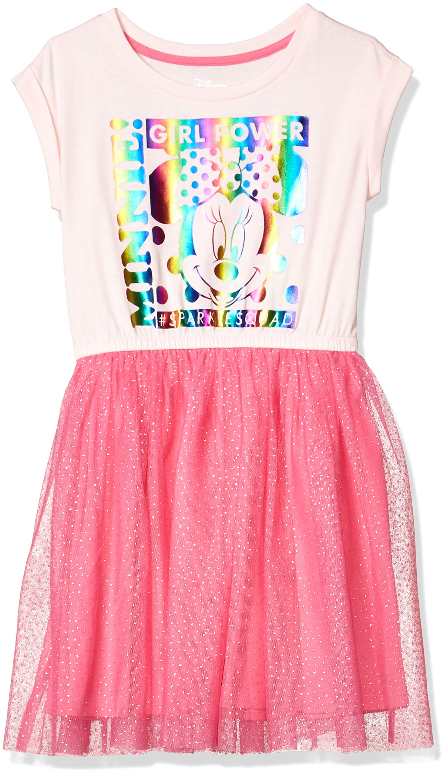 Amazon Essentials Disney | Marvel | Star Wars Vestidos tutú de Punto con Manga Corta-Colores interrumpidos Niña