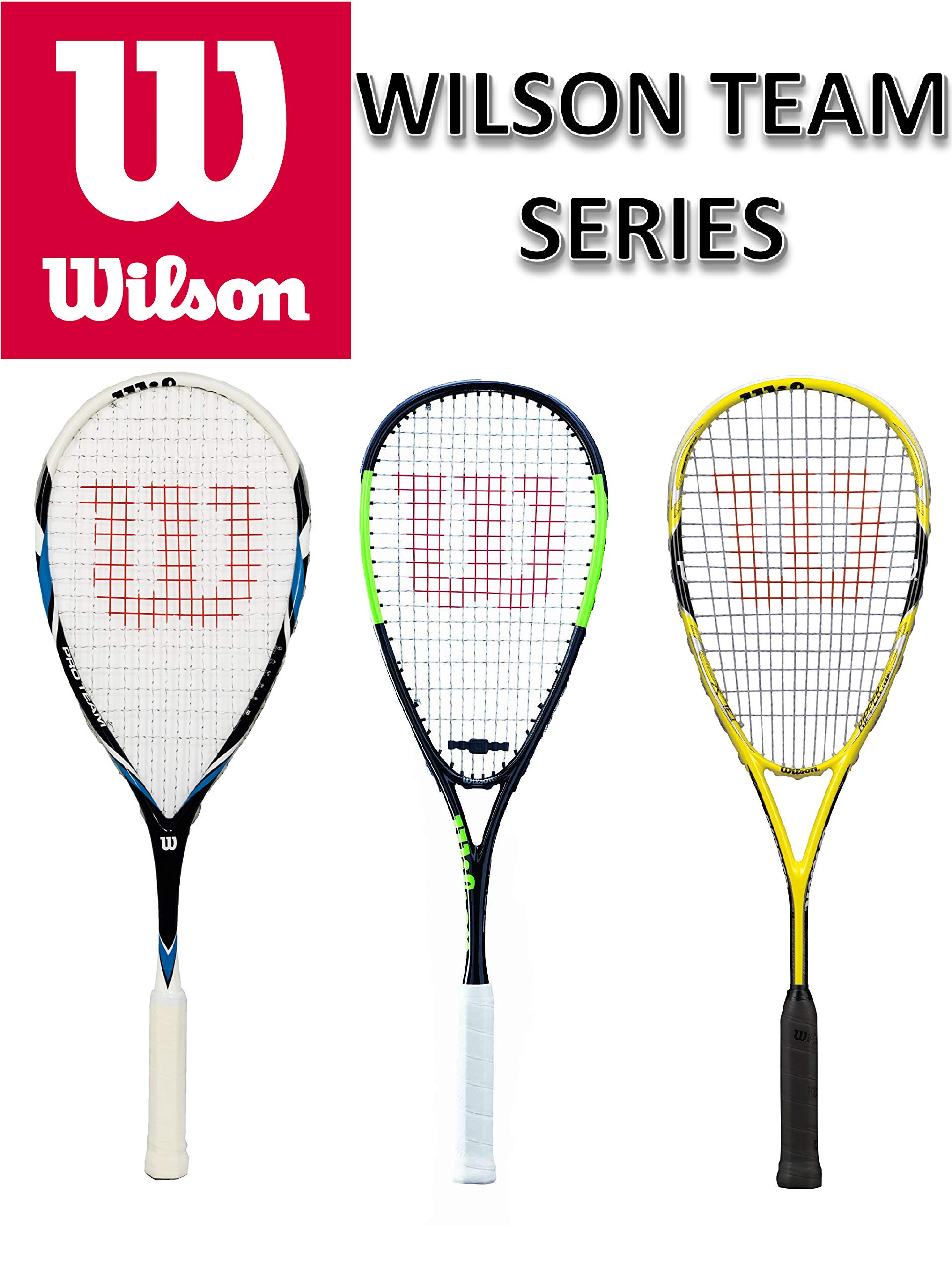 Wilson Pro Team Squashschläger (1 oder 2 Schlägeroptionen), blau, 1 x Racket + 3 Squash Balls