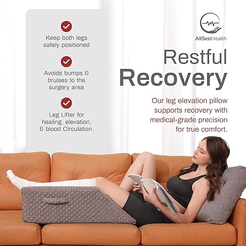 Miniatura 4 de Almohada de elevación de una sola pierna después de la cirugía | Almohada de espuma viscoelástica para tobillo y pierna de cuña para lesiones