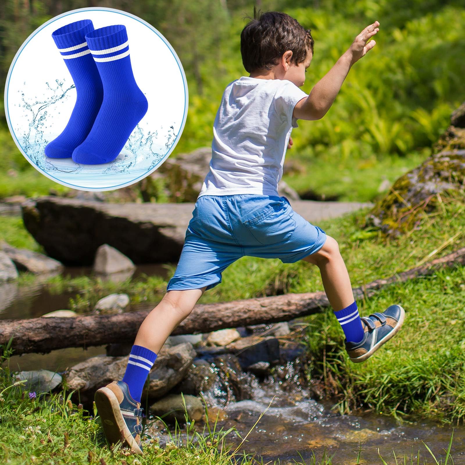 Geyoga 3 Paar wasserdichte Socken für Kinder, Mädchen, Jungen, Outdoor-Watsocken, atmungsaktiv, Skifahren, Wandern, Socken für Reisen, Camping