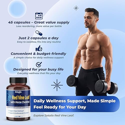 Miniatura 6 de Hoja de vid roja y castaño de indias, 50% flavonoides para soporte de venas de piernas, piel, bienestar cardíaco, fabricado en los Estados Unidos