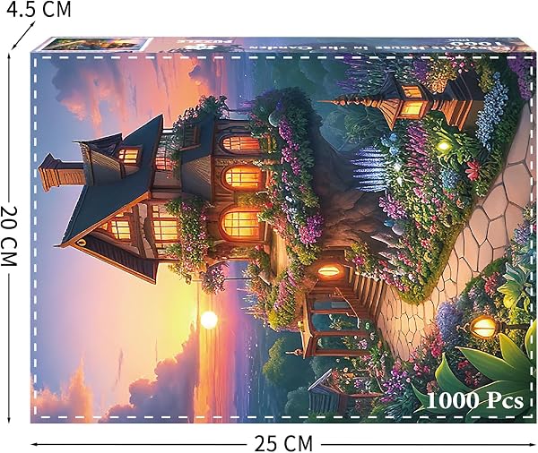 Puzzle 1000 Teile,Puzzle Erwachsene, EIN Herausforderndes Rätsel,Puzzlespiele für Die Ganze Familie,Geschenke für Frauen,Geschenke für Männer,Thema:Märchenhaus im Garten - 3