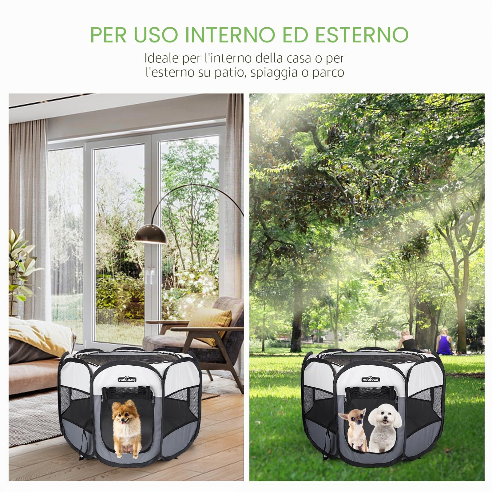 Nobleza - Recinto per Cani Pieghevole, Box Portatile per Animali Domestici in Tessuto Oxford Impermeabile, Recinto Gioco per Cuccioli, Gatti e Conigli, per Interno ed Esterno, 92x92x58cm