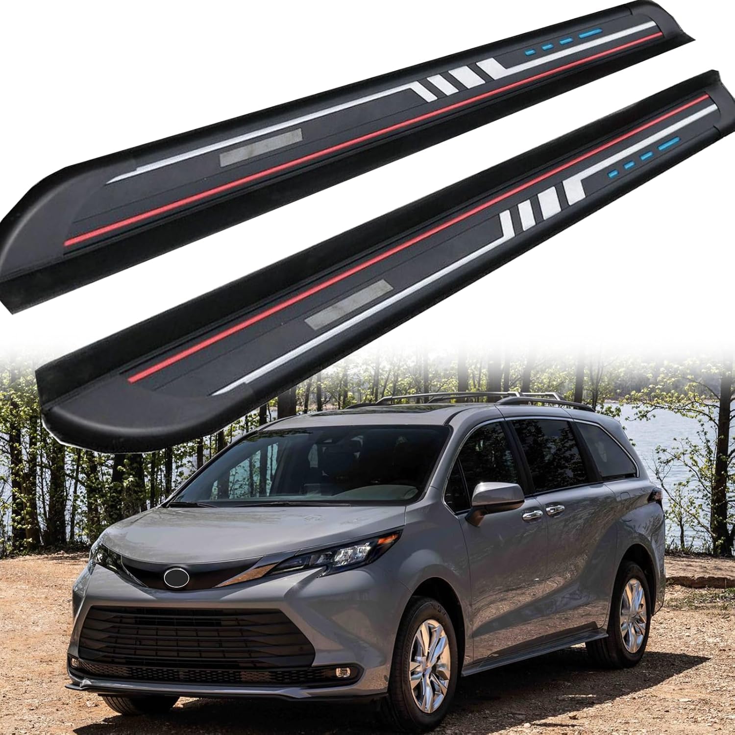 2 PCS Running Boards Fits for T Sienna 2020 2021 2022 2023 2024 2025 Black Nerf Bar Side Steps