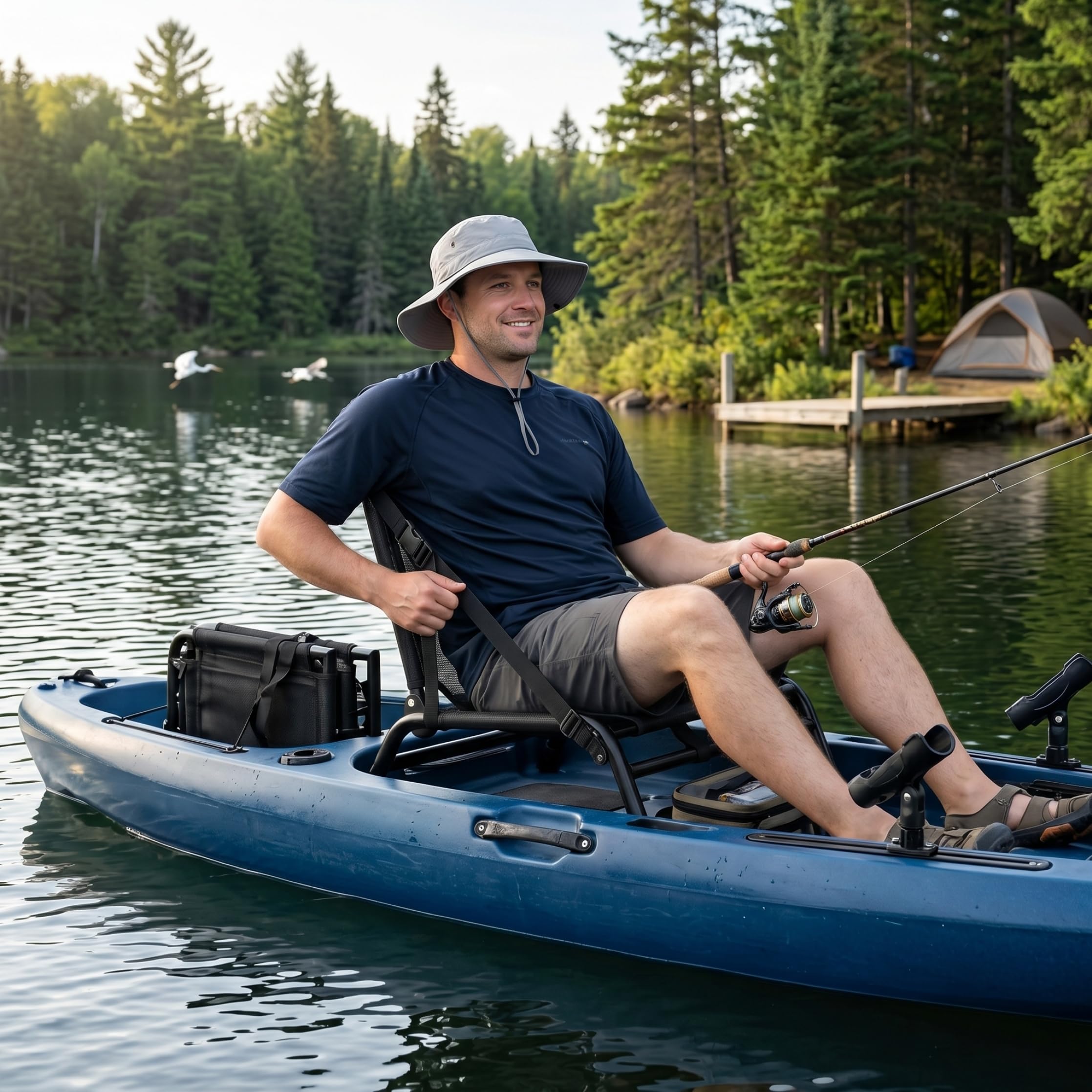 Klappbarer Kajaksitz mit Rückenstütze, tragbarer Paddle-Board-Sitz mit Aluminiumrahmen und Netz, passend für Fischerboote und Driftboote, Schwarz