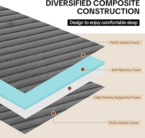 Miniatura 8 de HOMBYS Colchón plegable de espuma viscoelástica de 6 pulgadas, tamaño individual, colchón grueso portátil de 4 pliegues con funda extraíble lavable