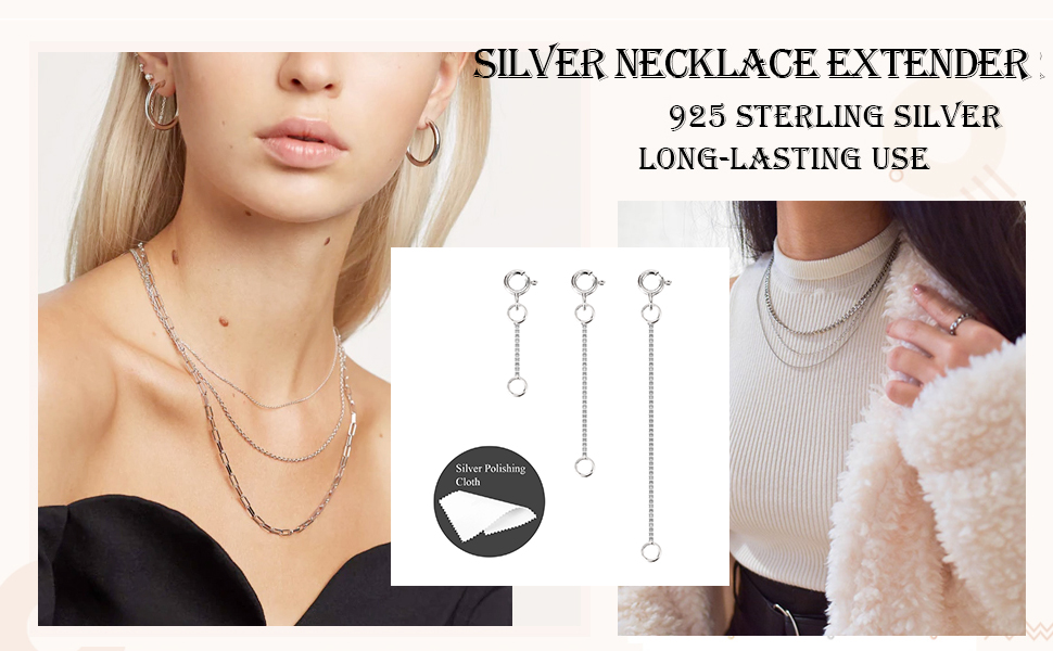 Milisten Schmuck Verlängerungen 8-teilig - Silberfarbene Ketten Für Halsband & Armband