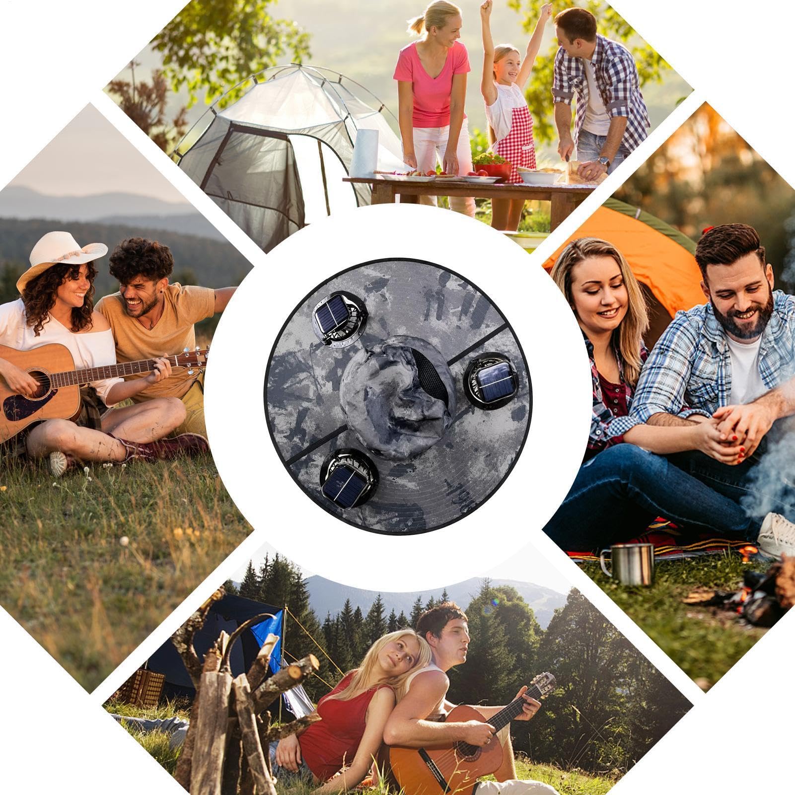 Sonnenhut mit Ventilatoren, 3 Geschwindigkeiten, schweißabsorbierende Kopfbedeckung, breite drahtverstärkte Krempe, Solar-Sonnenhut, für Outdoor, Strand, Sommer, Camping, Angeln, Wandern, Golf