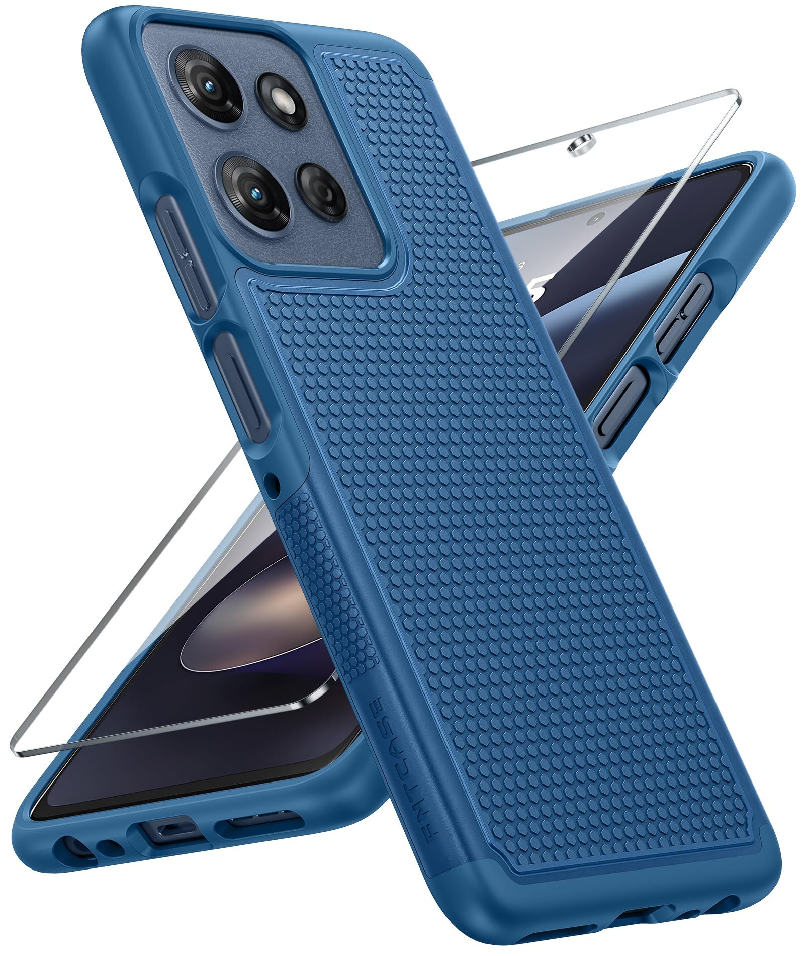 FNTCASE for Moto G 2026/2025 Phone Case: Dual Layer Non Slip Shockproof | Moto G Play 2026/G Power 2025 Case With Screen Protector, Military Drop Protection, Matte Protective Daily Phone Cover, Blue