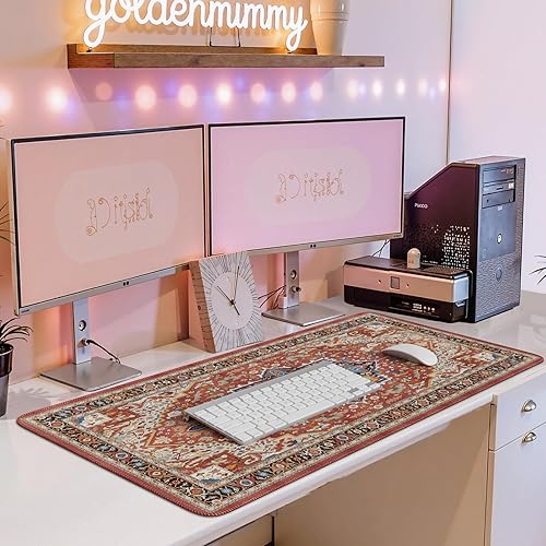 Miniatura 7 de iCasso Alfombrilla de escritorio retro mate para escritorio, alfombrilla de mouse extragrande para videojuegos, escritorio completo, tapete largo y