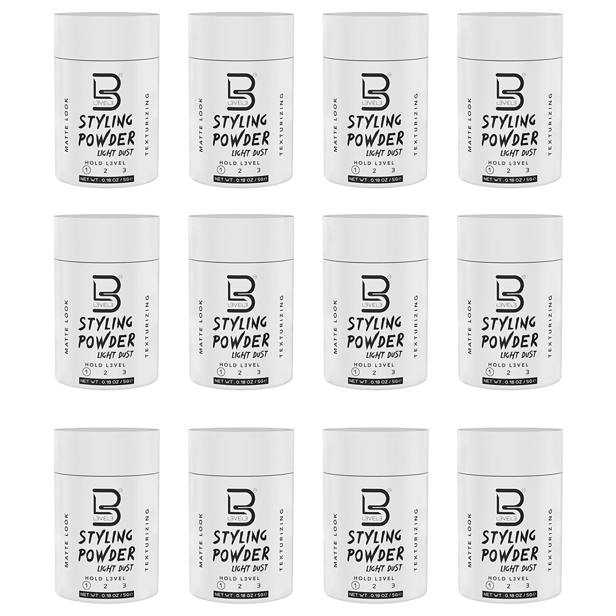L3 Level 3 Travel Styling Powder - Small 0.18 oz for Travel - Natural Look Mens Powder - Sample Styling Powder (12, White)