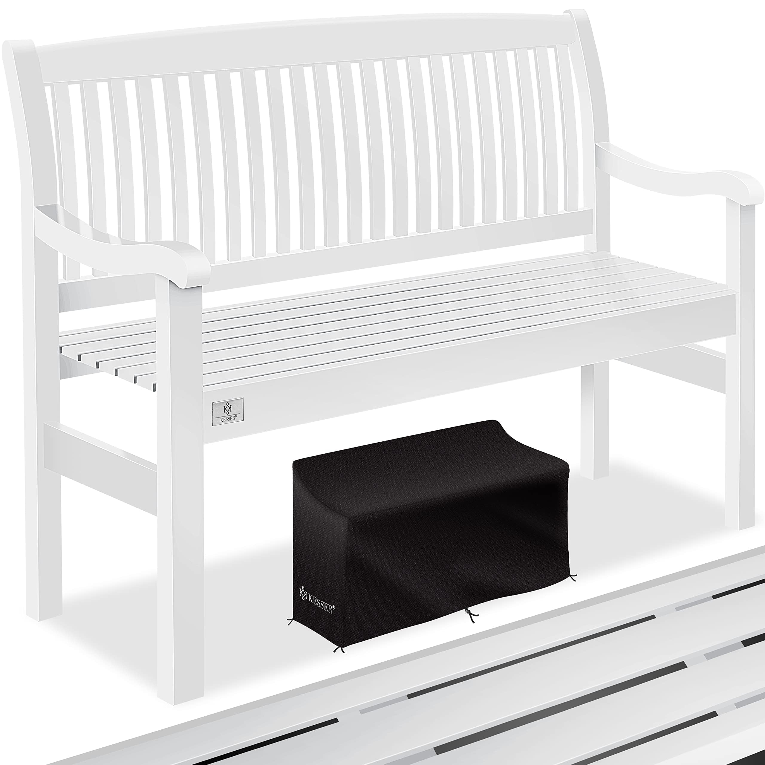 KESSER® Panca da giardino in legno resistente alle intemperie, 125 cm, 2-3 posti, per esterni, balcone in legno massiccio, portata 320 kg, per giardino, terrazza e balcone, con copertura, colore