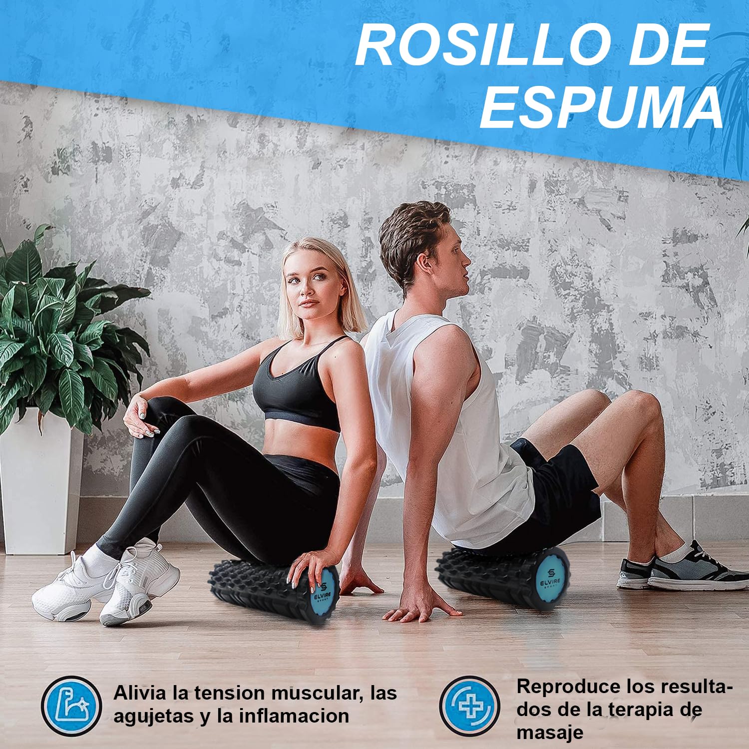 ELVIRE SPORT Rodillo de Masaje Muscular | Espuma Suave, Bola de Masaje para Pies, Alivia el Dolor de Espalda, Piernas y Fascitis Plantar, Yoga, Pilates