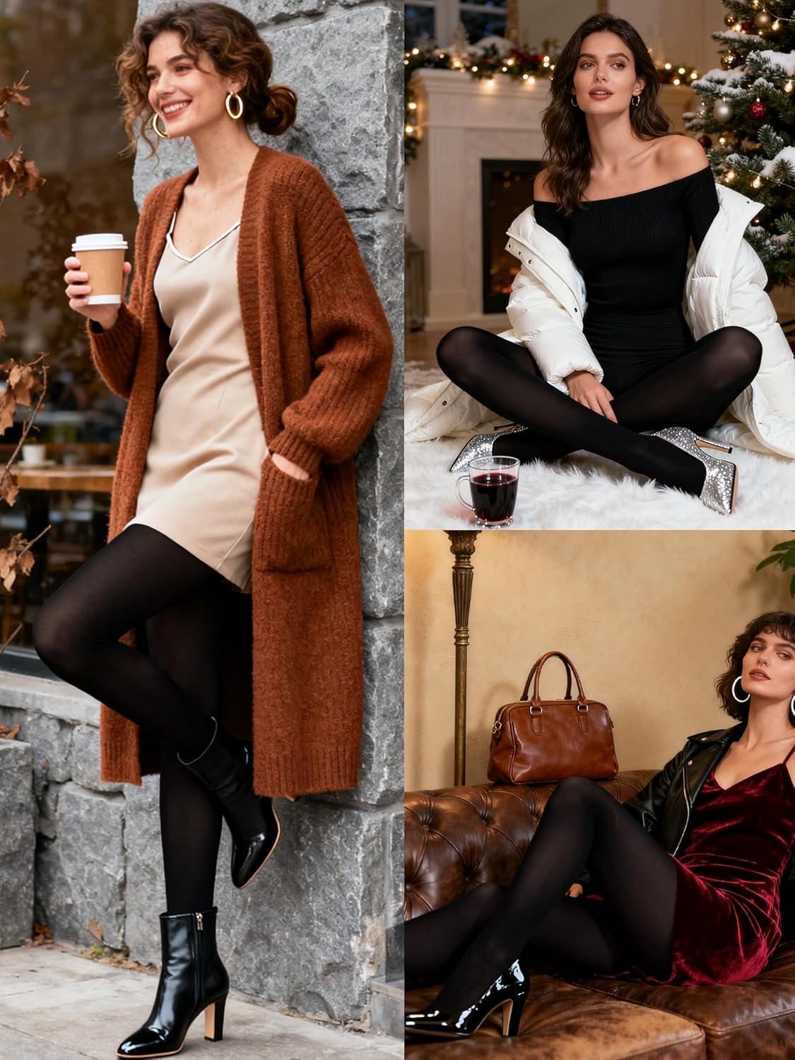 HONENNA Women's Control Top High Elastic Soft Opaque Pantyhose Tights - Image 5