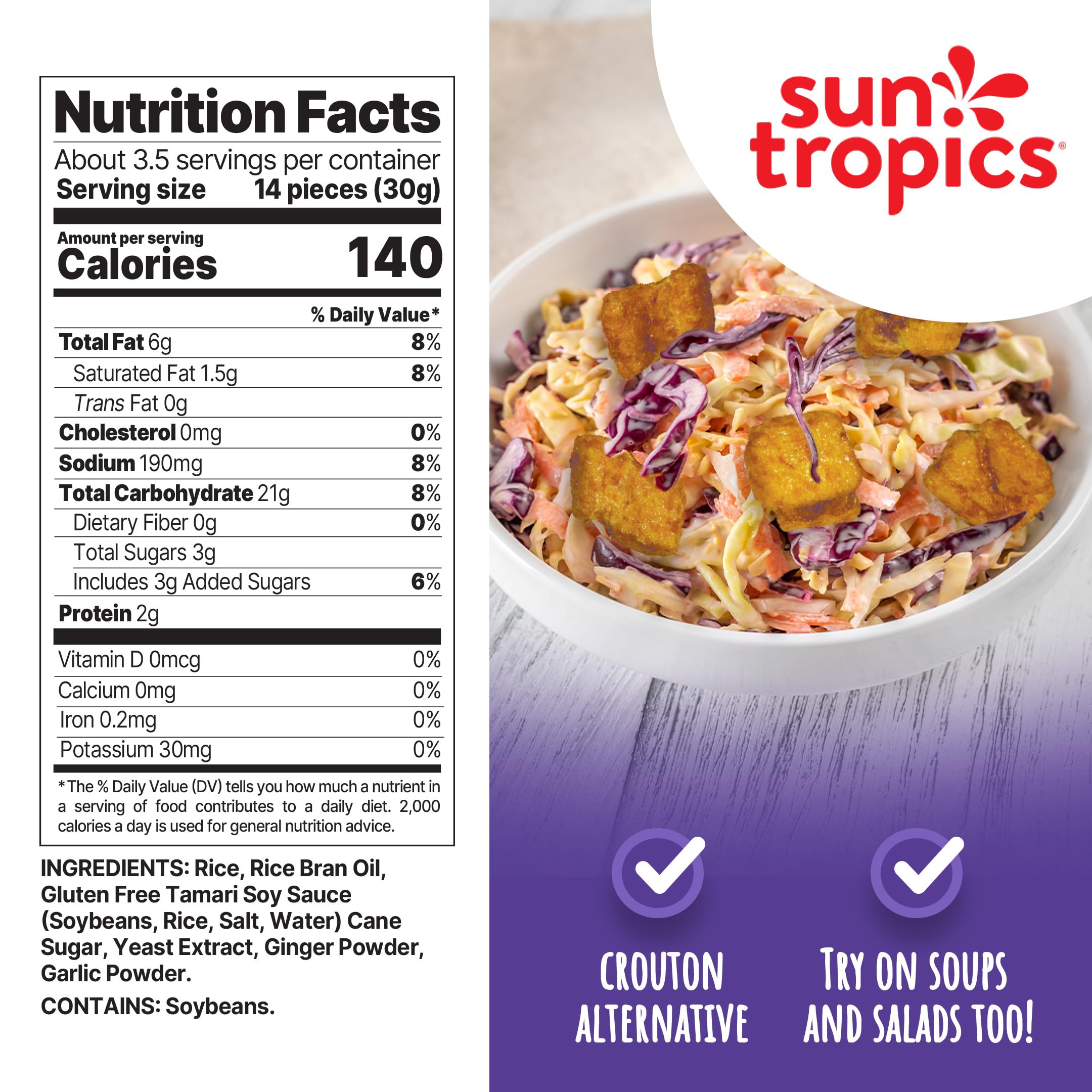 Sun Tropics Mochi Snacks | Tamari Teriyaki- 3.5 oz (1 Pack) | Crispy Crunchy Mochi Bites, Rice Nuggets | Mochi Puff Rice Crackers- Gluten Free & Dairy Free- No MSG Added thumbnail 7