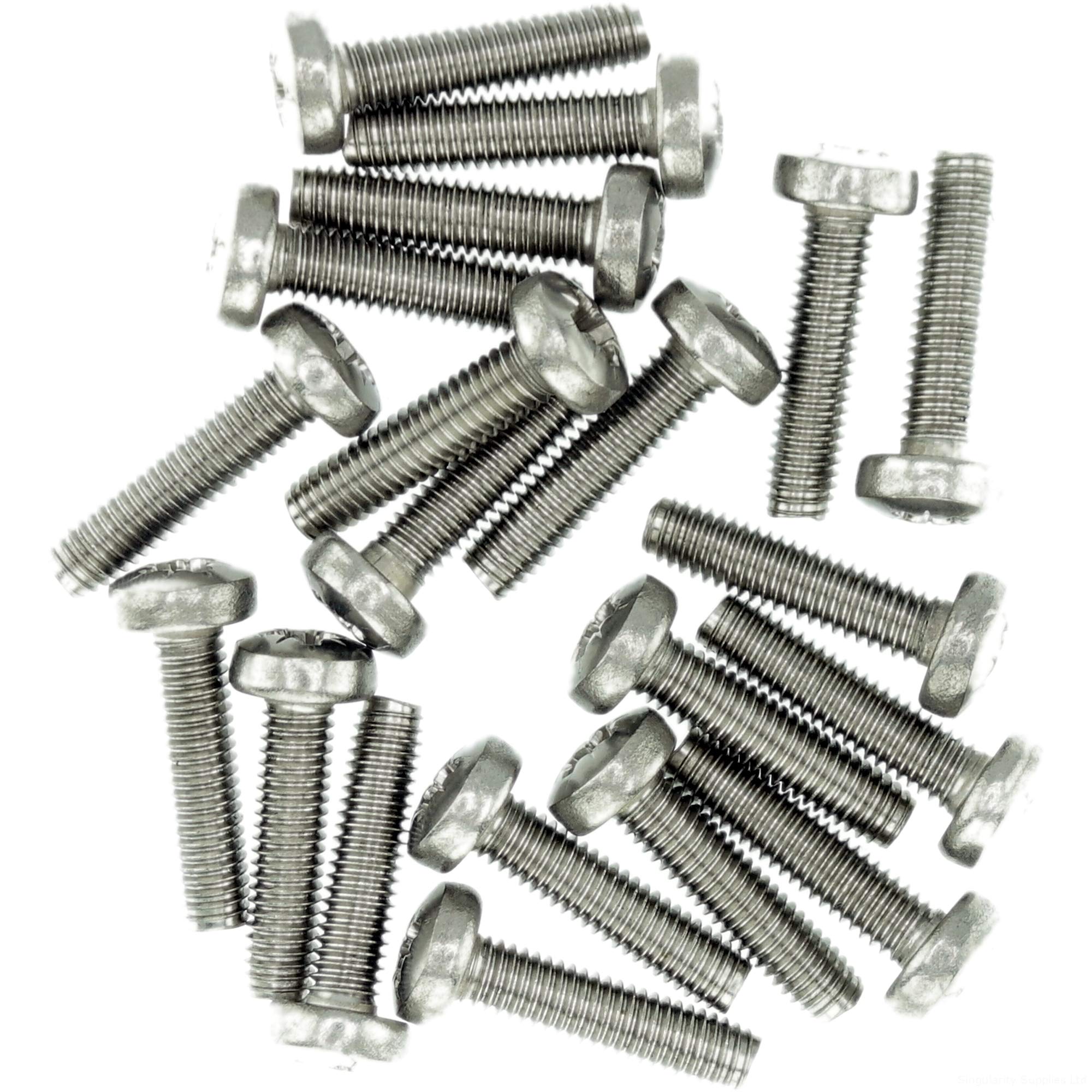 Singularity Supplies M2.5 (2.5Mm X 12Mm) Pozi Pan Thread Rolling Screw - Stainless Steel (A2) (Pack Of 20)