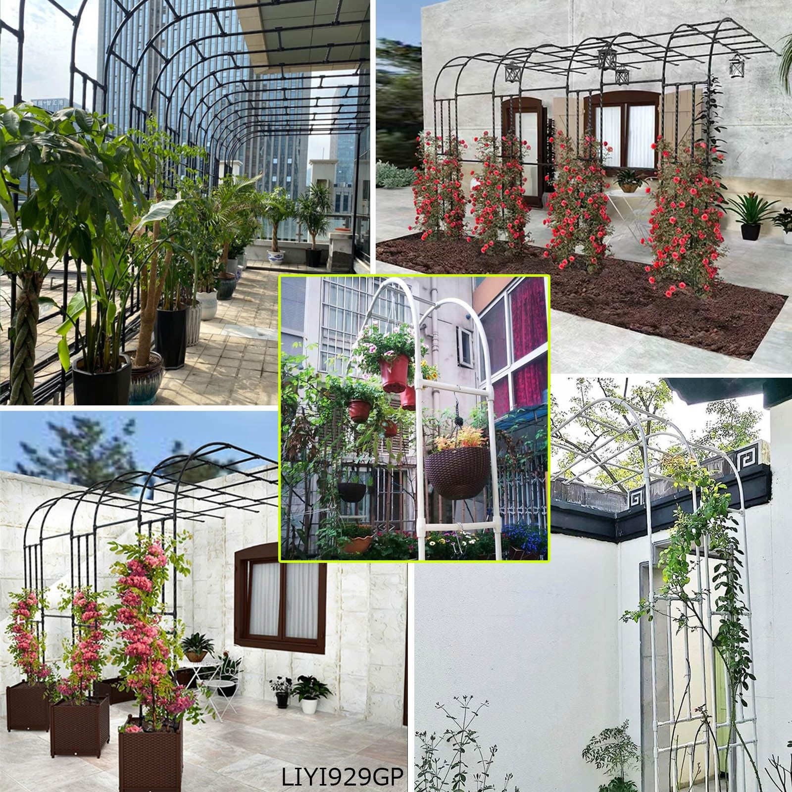 LIYI929GP ArcoPer Rose Rampicanti, H2.4m Sostegno Per Piante Rampicanti, Pergolati Da Giardino, ArcoDi Rose A Mezza Arcata, ArcoDa Giardino Gazebo In Metallo, Arcos Nuziale Decorazione Celebrativa