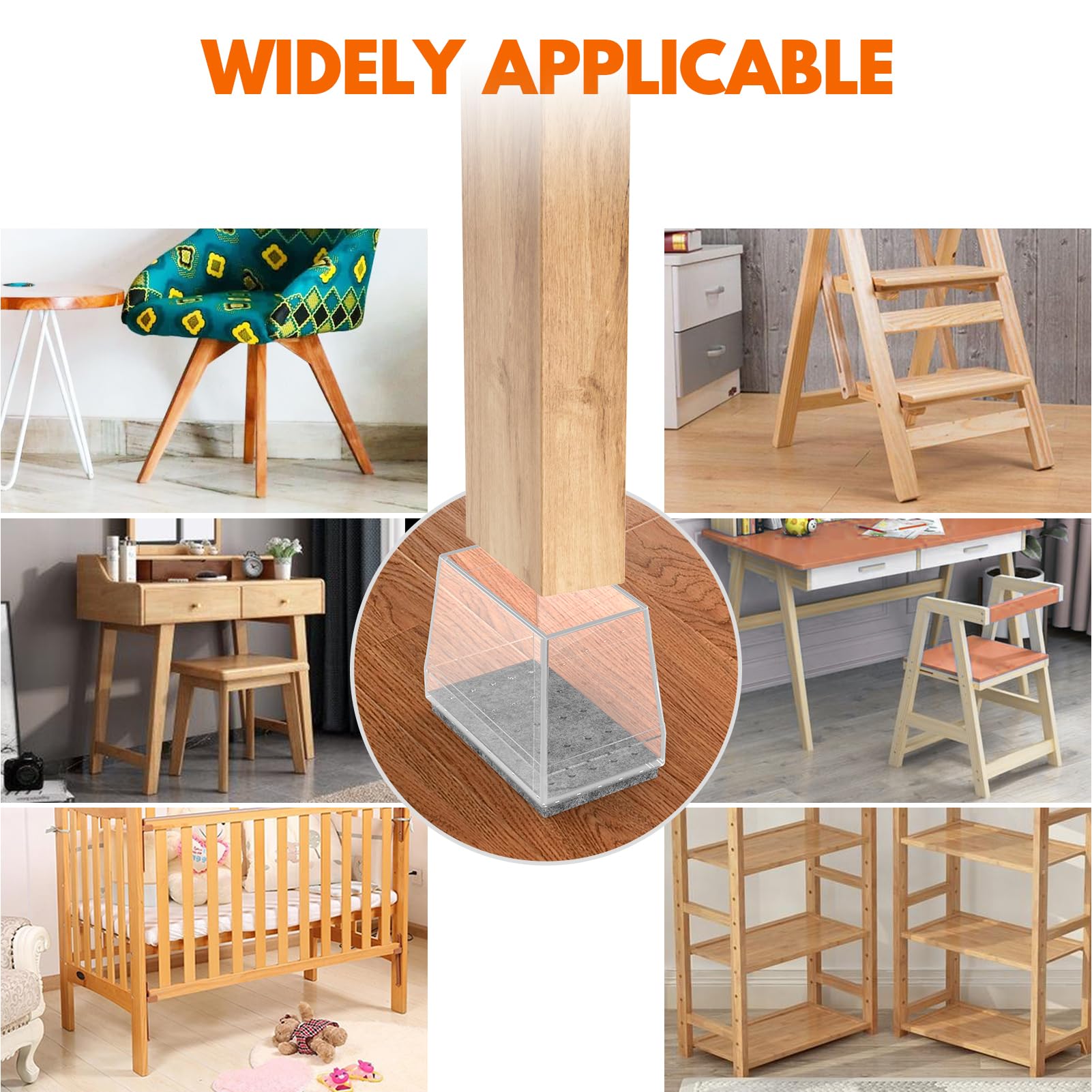 Protectores rectangulares para patas de silla para suelos de madera dura, 16 fundas de silicona para proteger suelos de azulejos de madera, almohadillas de fieltro, tapas de patas de muebles, reducen