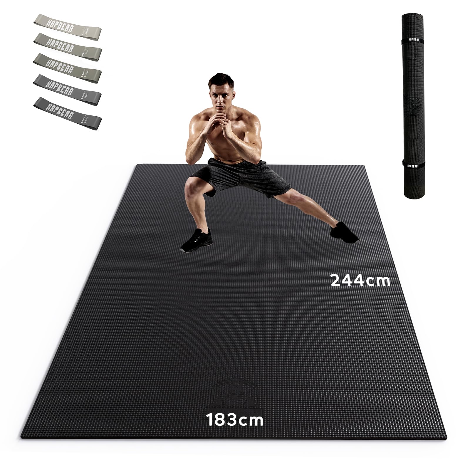 HAPBEAR Yogamatte XXL- Extra Groß Breit Sportmatte Fitnessmatte Rutschfest 213cm x 152cm/183cm x 122cm x 8mm Dicke, Hoher Dichte Ultra Haltbar PVC, Gymnastikmatte Schuhfreundlich