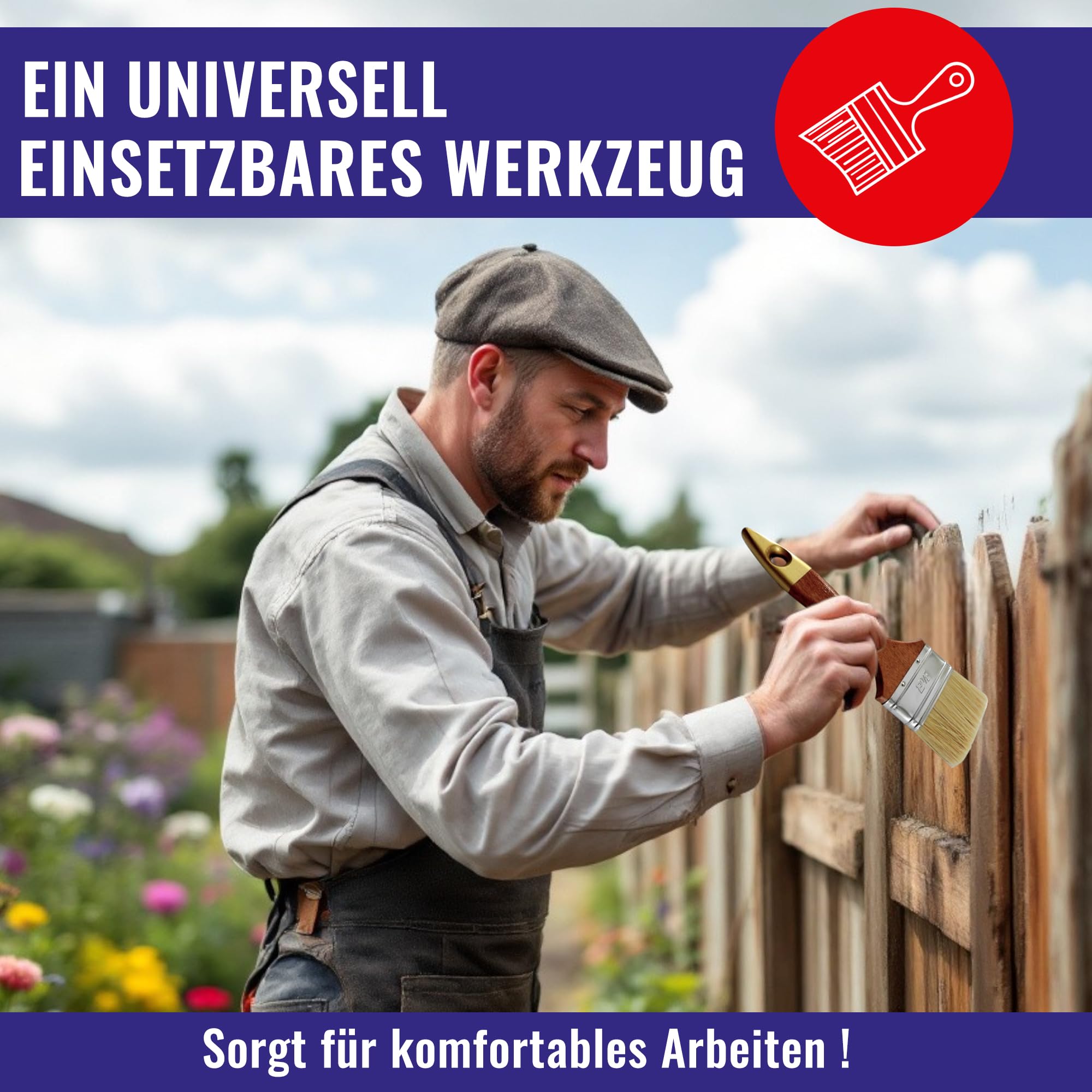 Chle-Mar 10x Pro Maler Pinsel (Flach) 3" für präzises Streichen