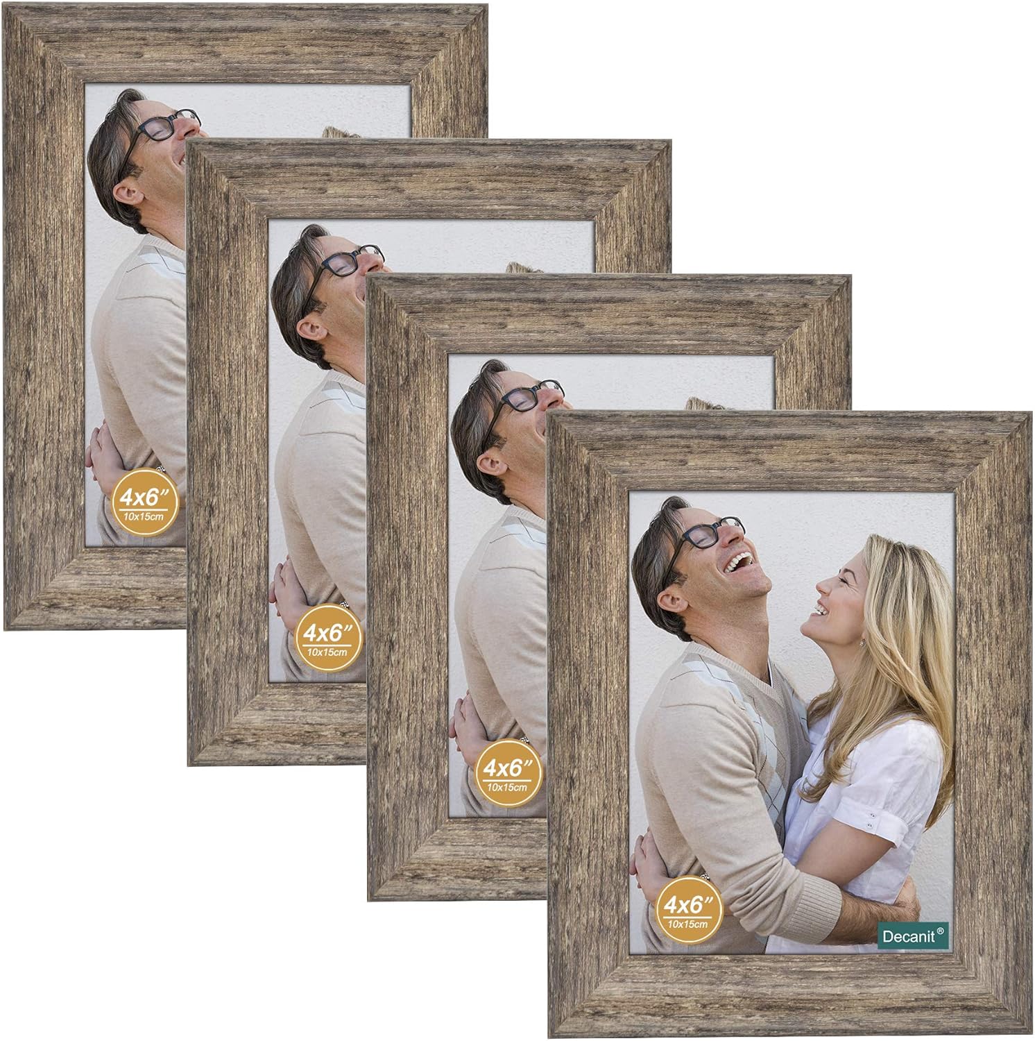 DECANIT 4x6 Picture Frames Rustic Distressed Gray Wood