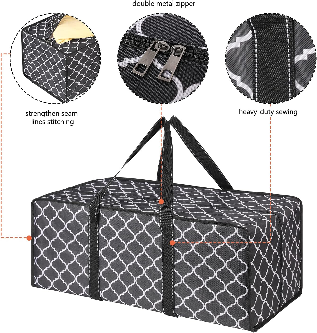 OSPUORT Heavy Duty Extra Large Storage Bag ( Black lantern-3 pack) Reusable Storage Bags tarp Bags with Handles,for College Moving Supplies、Moving、Camping、Christmas Decorations Storage