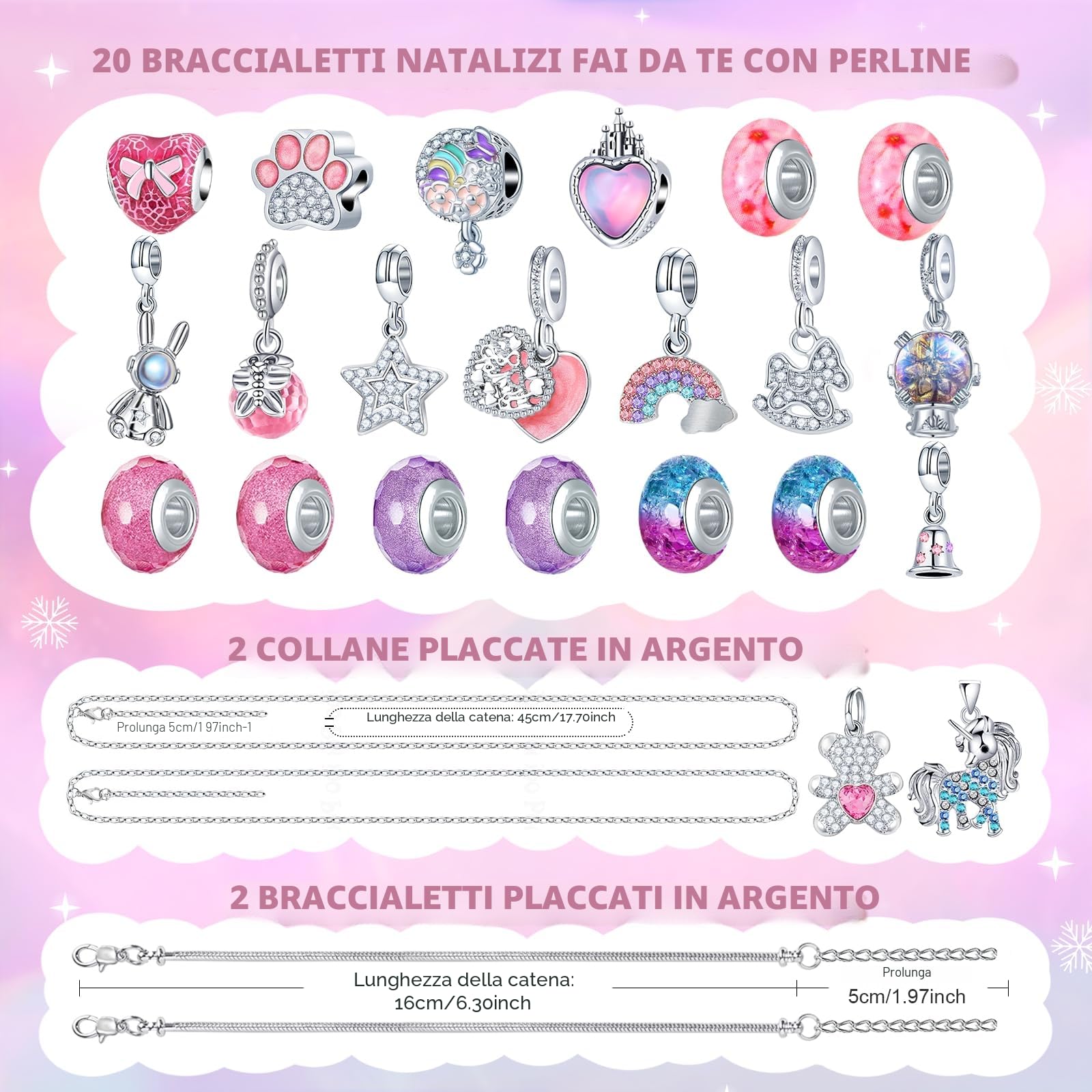 Calendario Avvento 2026 Bambina Gioielli, Calendario Avvento Braccialetti Kinder Bambini Fai da Te, Calendario dell'avvento Bracciale Collane Regalo Natale Ragazza 5 6 7 8 9 10 11 12 13 14 Anni