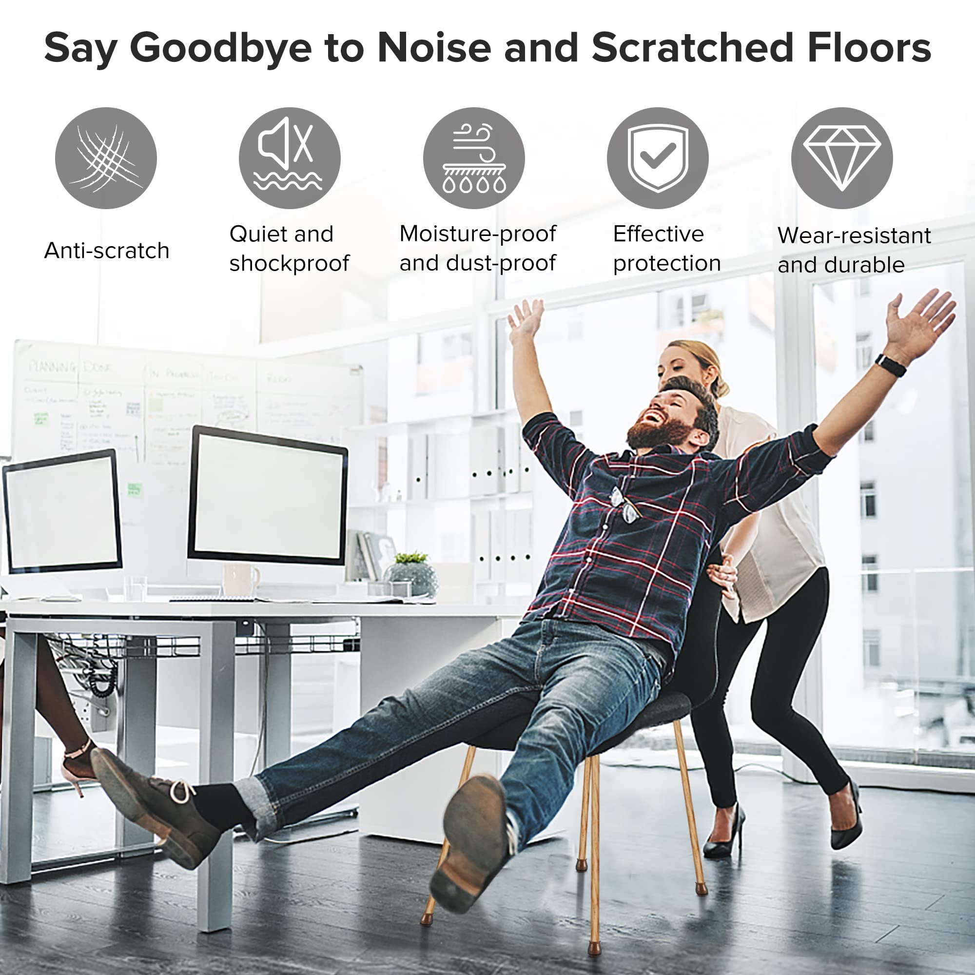 24PCS Upgraded Silicone Chair Leg Floor Protectors for Hardwood Floors Furniture Sliders for Chair Legs Felt Bottom Furniture — view 4