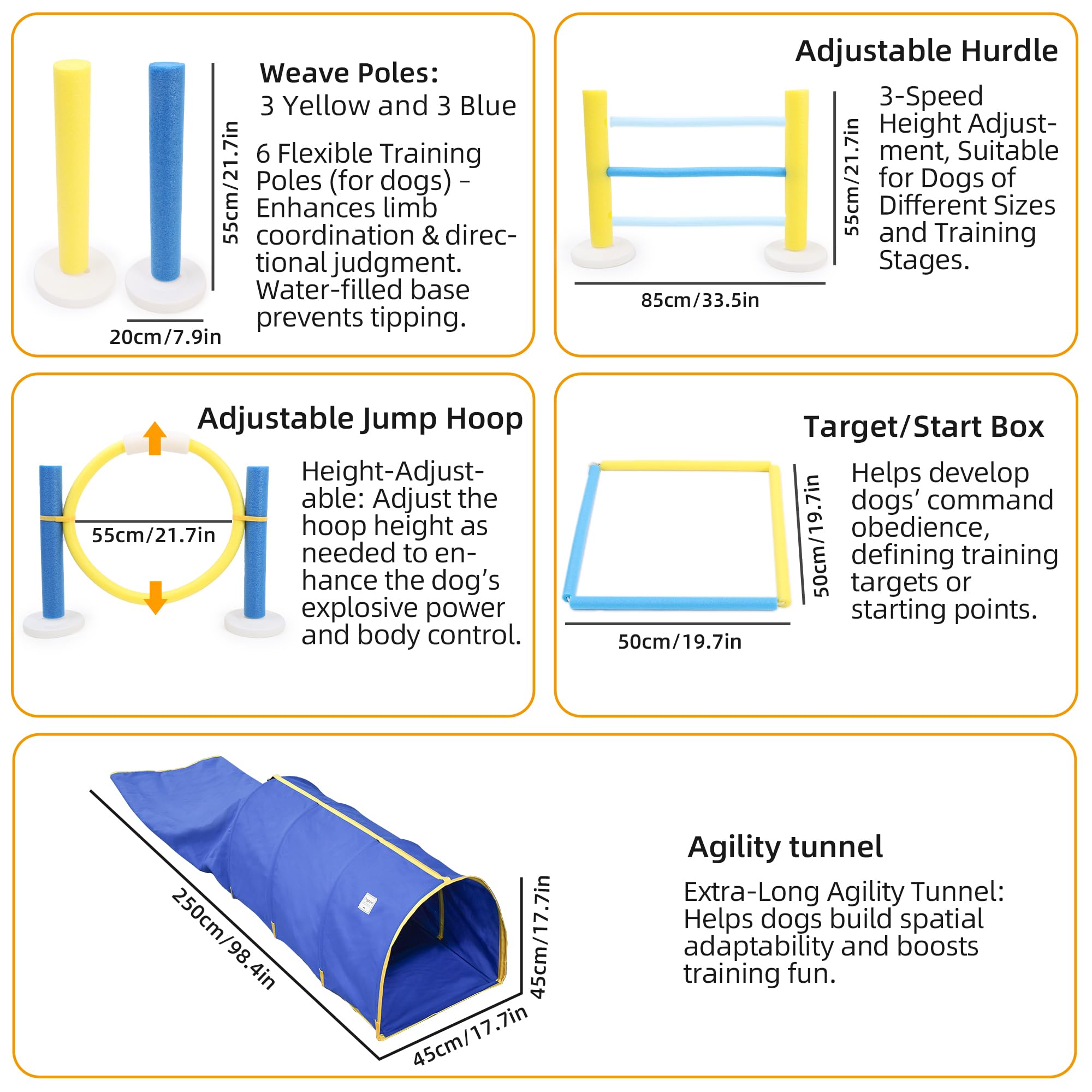 Agility-Trainingsgerät-Set für Haustiere, mit stabilem Tunnel, interaktives Hindernisspringring für den Innenbereich