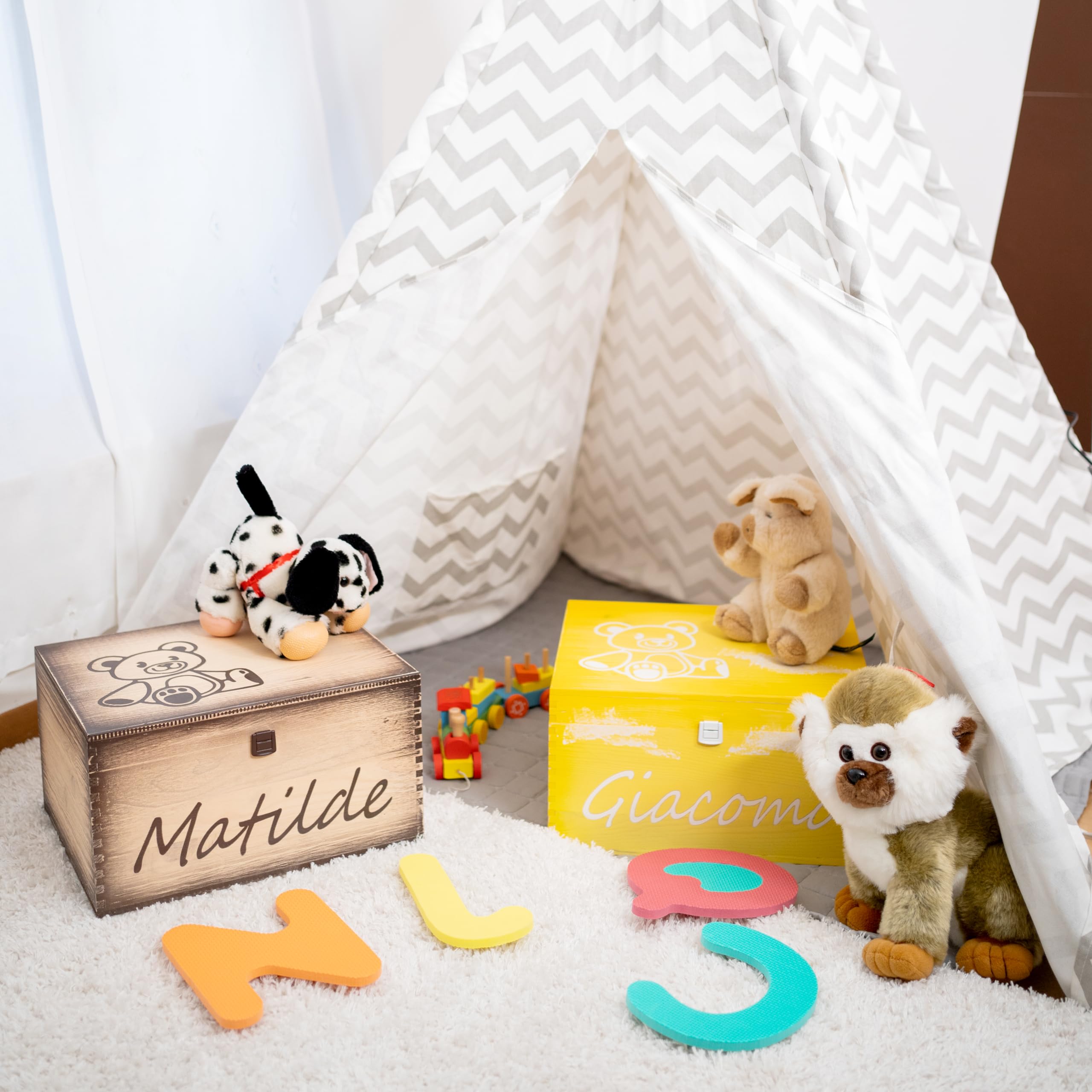 Scatola dei Ricordi Neonato - Baby Box Nascita con nome del bambino - Scatola in legno con Coperchio Personalizzabile