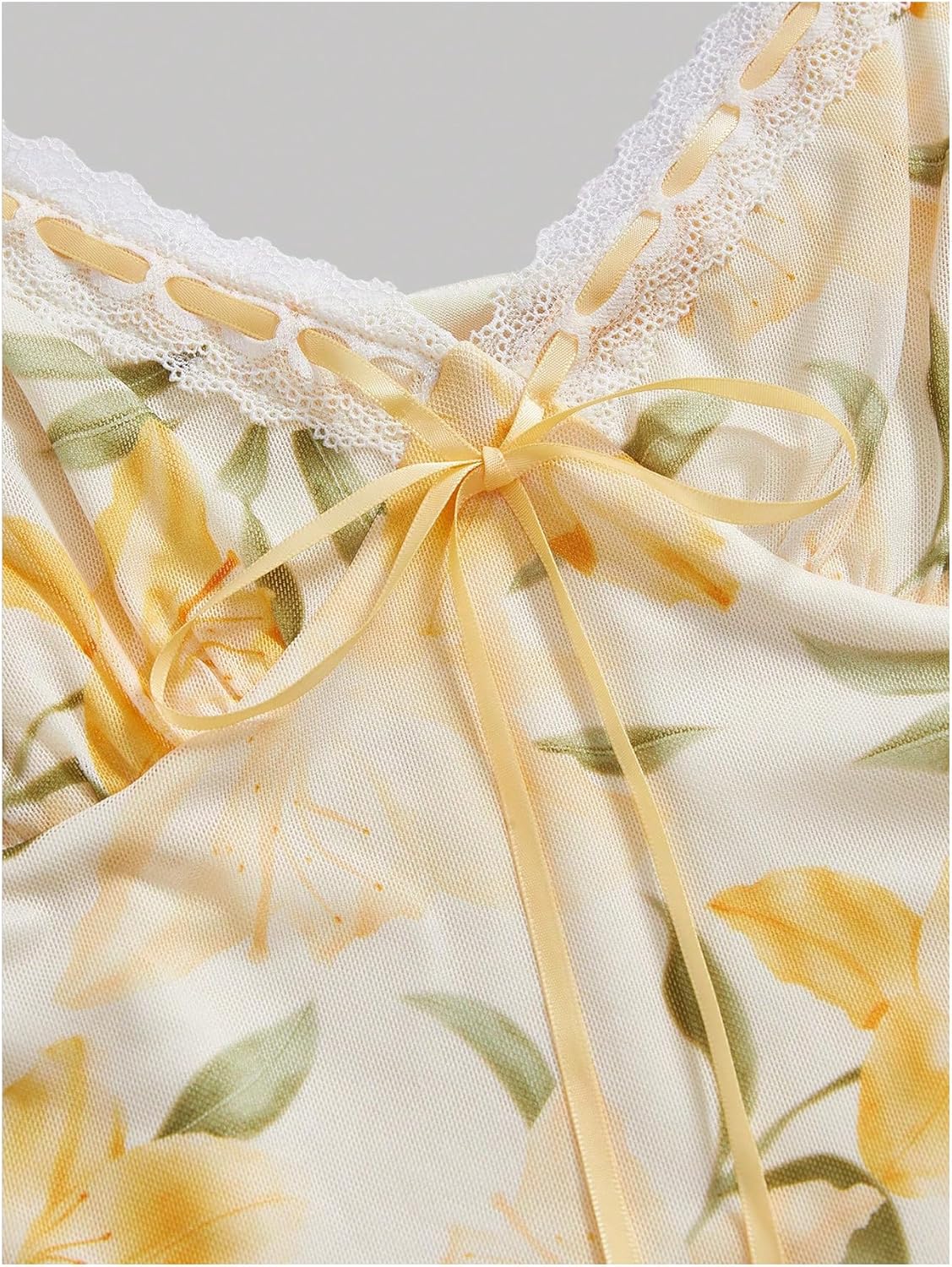 Milumia Women's Floral Print Sweetheart Neck Tank Top Tie Front Mesh Crop Summer Camisoles - Image 3