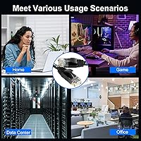 Vista 9 de Cable Ethernet Cat 6 de 100 pies, para interiores y exteriores, red de Internet de alta velocidad de 10 Gbps, cable de conexión Ethernet plano