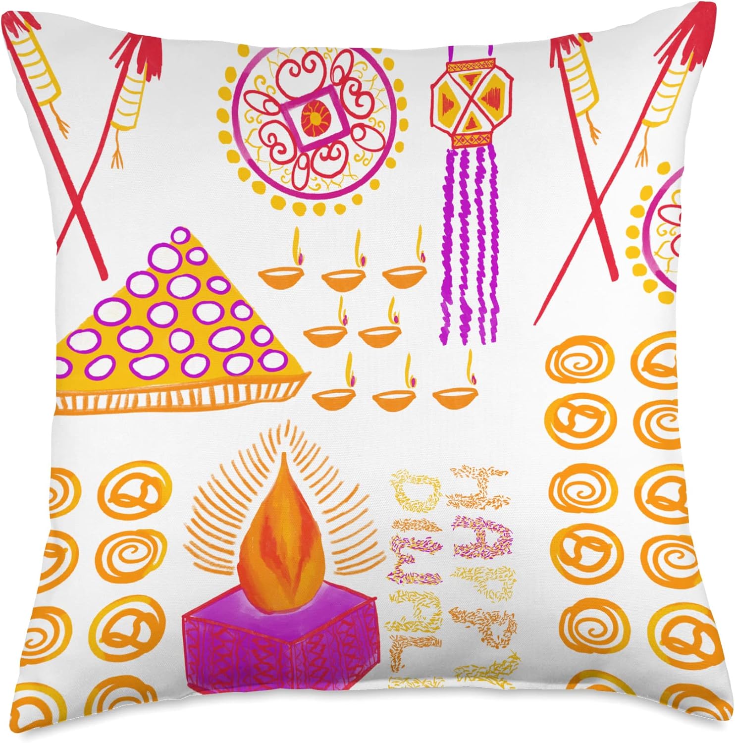 Nqshi Diwali Indian Desi Vibes Throw Pillow