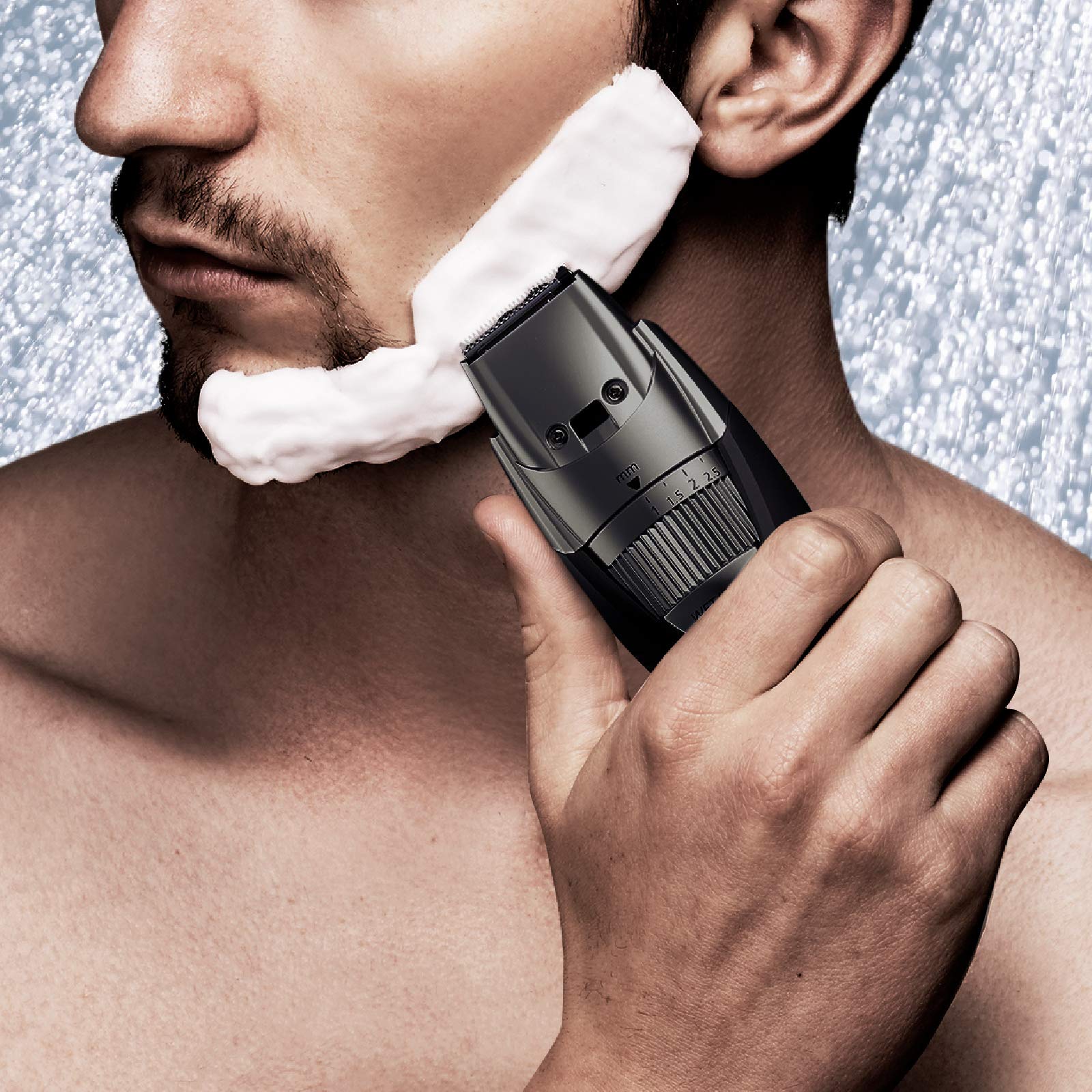 Panasonic ER-GB44-H503 Tondeuse à barbe WET&DRY pour homme avec peigne-guide, sélecteur de réglage rapide, rechargeable, acier inoxydable, longue durée de vie, lavable, 20 réglages, couleur argent
