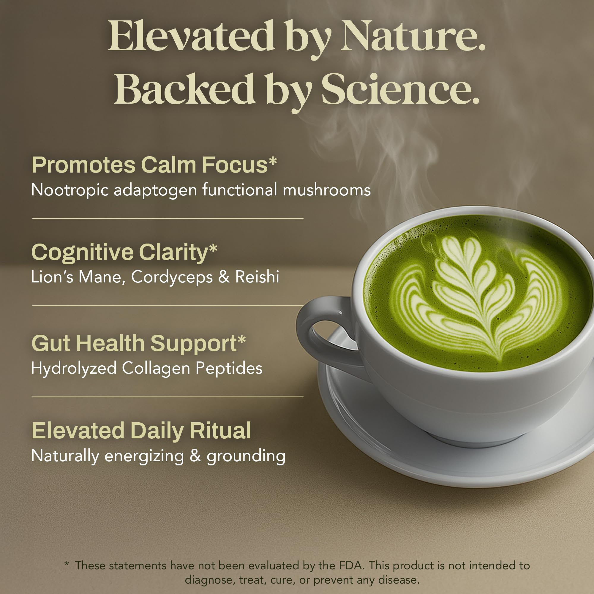 NACLEA Mushroom Matcha Powder - Sugar-Free Japanese Ceremonial Green Tea with 18 Superfood Mushrooms and Hydrolyzed Collagen - — view 3