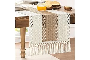 Macrame Style Bicolor Table Runner 90 Inches Long