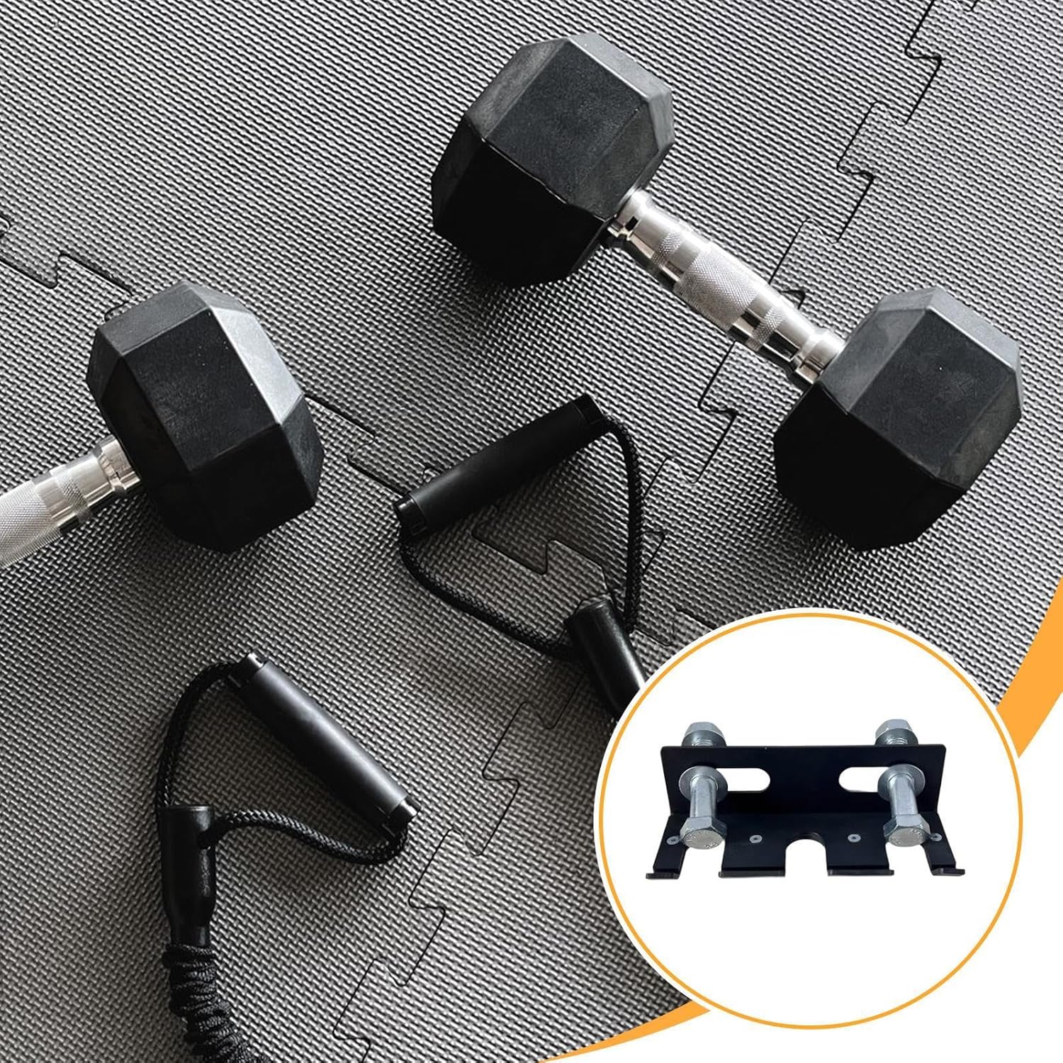 スクワットラック用スチール製バーベルホルダー 垂直ラックアタッチメント 26mm穴対応 ゴムパッド付き との互換性あり